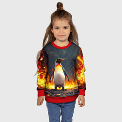 Свитшот детский Пингвин в огне, цвет: 3D-красный — фото 2