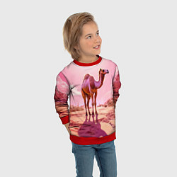 Свитшот детский Верблюд в розовой пустыне, цвет: 3D-красный — фото 2