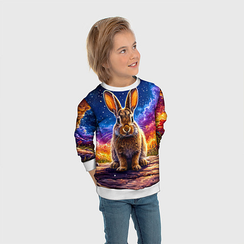 Детский свитшот Зачик и космическое небо / 3D-Белый – фото 3