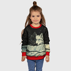 Свитшот детский Черный волк и белая волчица, цвет: 3D-красный — фото 2