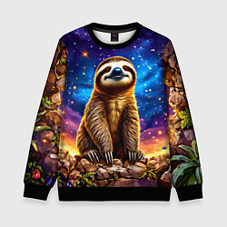 Свитшот детский Ленивец и звездное небо, цвет: 3D-черный