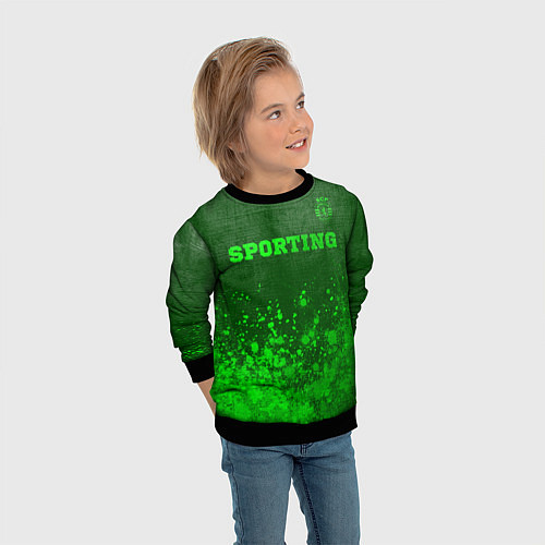 Детский свитшот Sporting - green gradient посередине / 3D-Черный – фото 3