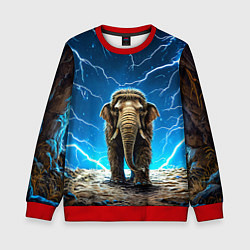 Свитшот детский Мамонт и разряды молний, цвет: 3D-красный