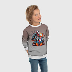 Свитшот детский Venom and Duck-Donald - ai art fantasy, цвет: 3D-белый — фото 2