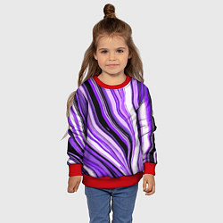 Свитшот детский Волнистые вертикальные чёрно-фиолетовые полосы, цвет: 3D-красный — фото 2