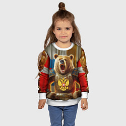 Свитшот детский Русский медведь грозный воин, цвет: 3D-белый — фото 2