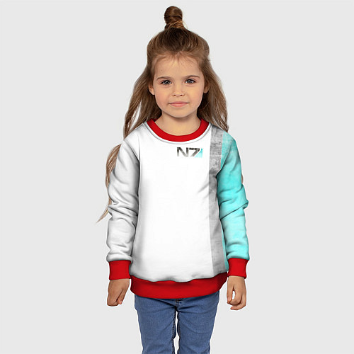 Детский свитшот Shepard N7 - галлюцинации / 3D-Красный – фото 4