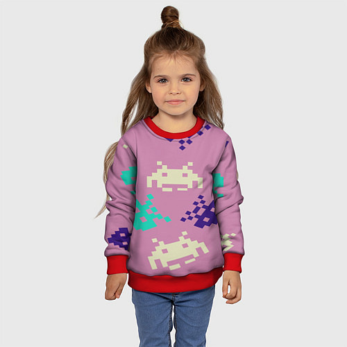 Детский свитшот Пиксели фильтр / 3D-Красный – фото 4