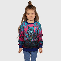 Свитшот детский Волк с гербом РФ, цвет: 3D-синий — фото 2
