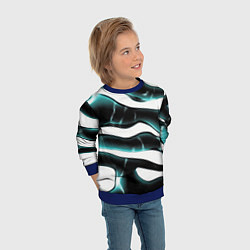Свитшот детский Абстрактный черно-зеленый камуфляж, цвет: 3D-синий — фото 2