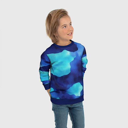 Детский свитшот Камуфляж в синих оттенках / 3D-Синий – фото 3
