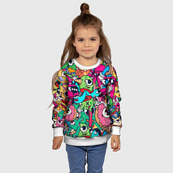 Свитшот детский Color doodle monsters, цвет: 3D-белый — фото 2