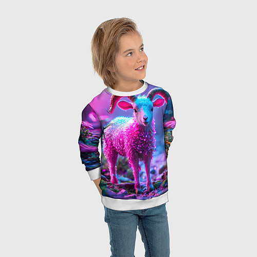 Детский свитшот Козлик в розовом / 3D-Белый – фото 3