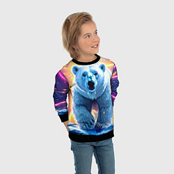 Свитшот детский Белый медведь идет по льдине, цвет: 3D-черный — фото 2