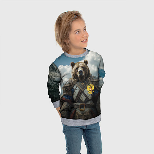 Детский свитшот Русский медведь воин / 3D-Меланж – фото 3