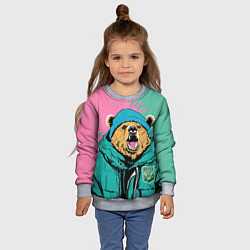 Свитшот детский Злой медведь в зимней одежде, цвет: 3D-меланж — фото 2