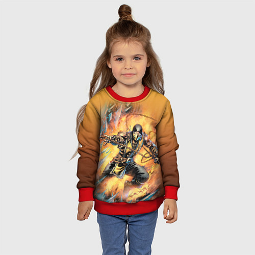 Детский свитшот Scorpion - Mortal Kombat / 3D-Красный – фото 4