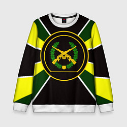 Свитшот детский Мотострелковые войска: шеврон без текста, цвет: 3D-белый