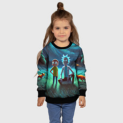 Свитшот детский Рик и Морти на поляне - нейроарт, цвет: 3D-черный — фото 2