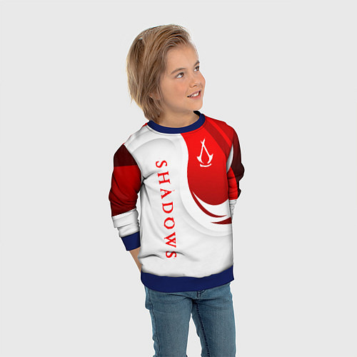 Детский свитшот Assassins creed - shadows / 3D-Синий – фото 3