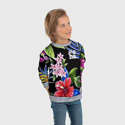 Свитшот детский Tropical flowers - aloha, цвет: 3D-меланж — фото 2