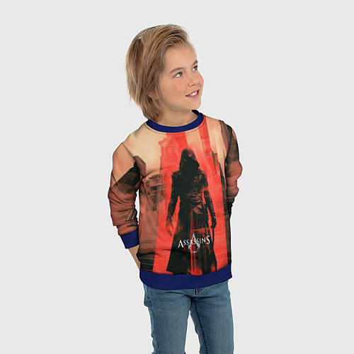 Детский свитшот Assassins Creed black ninja / 3D-Синий – фото 3