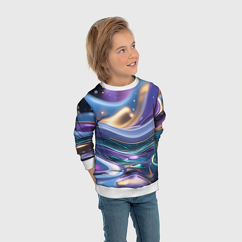 Детский свитшот Космическая краска / 3D-Белый – фото 3