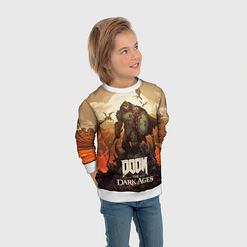 Детский свитшот Палач рока Doom the dark ages / 3D-Белый – фото 3