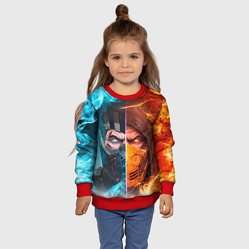 Детский свитшот Mortal Kombat - Саб-зиро и Скорпион / 3D-Красный – фото 4