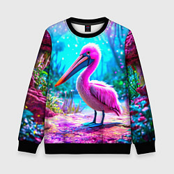 Свитшот детский Пеликан в сказачном лесу, цвет: 3D-черный