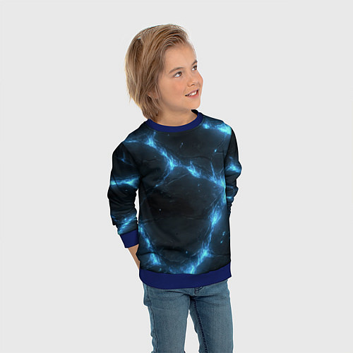 Детский свитшот Синий свет из черной плиты / 3D-Синий – фото 3