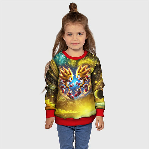 Детский свитшот Sonic and Shadow battle in space - movie / 3D-Красный – фото 4