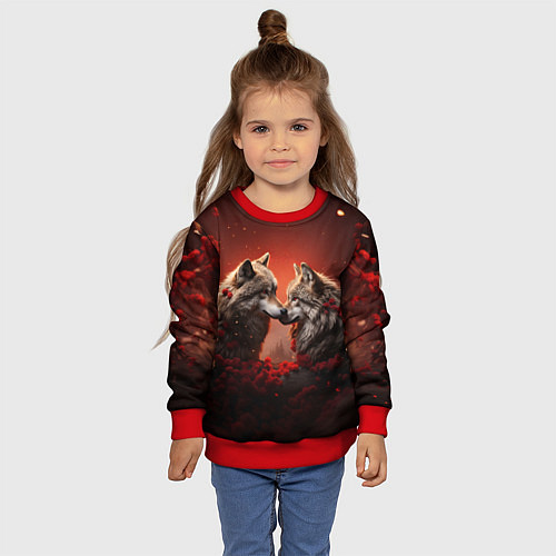 Детский свитшот Волчья любовь / 3D-Красный – фото 4