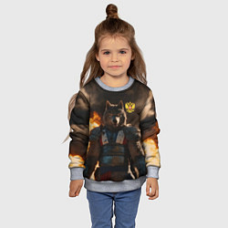 Свитшот детский Русский волк - сибирский страж, цвет: 3D-меланж — фото 2