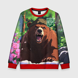Свитшот детский Русский медведь патриот, цвет: 3D-красный
