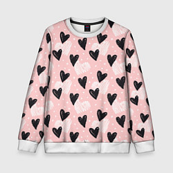 Детский свитшот Романтичный паттерн с сердечками на розовом фоне