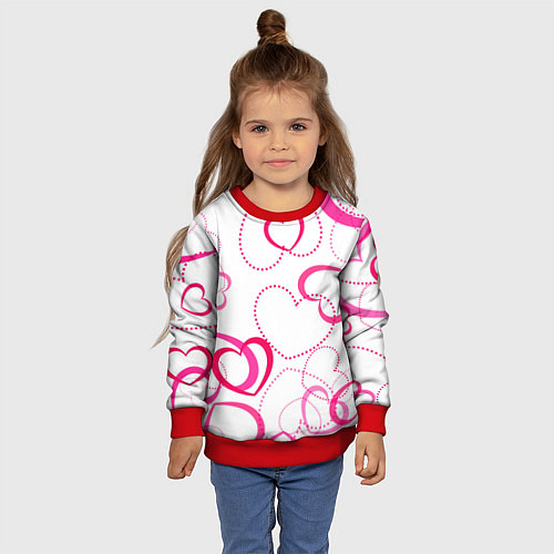 Детский свитшот Подборка сердец / 3D-Красный – фото 4