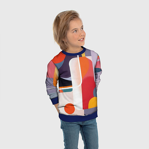 Детский свитшот Абстракция из фигур и линий / 3D-Синий – фото 3