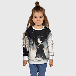 Свитшот детский Гарри Поттер в черной мантии, цвет: 3D-белый — фото 2