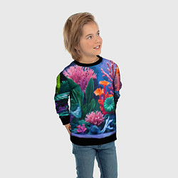 Свитшот детский Подводные кораллы, цвет: 3D-черный — фото 2