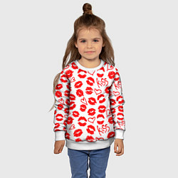 Свитшот детский Губы и сердца, цвет: 3D-белый — фото 2