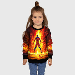 Свитшот детский Баскетболист номер 28 в огне, цвет: 3D-черный — фото 2
