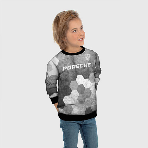 Детский свитшот Porsche - grey gradient посередине / 3D-Черный – фото 3
