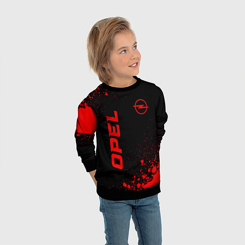 Детский свитшот Opel - red gradient вертикально / 3D-Черный – фото 3