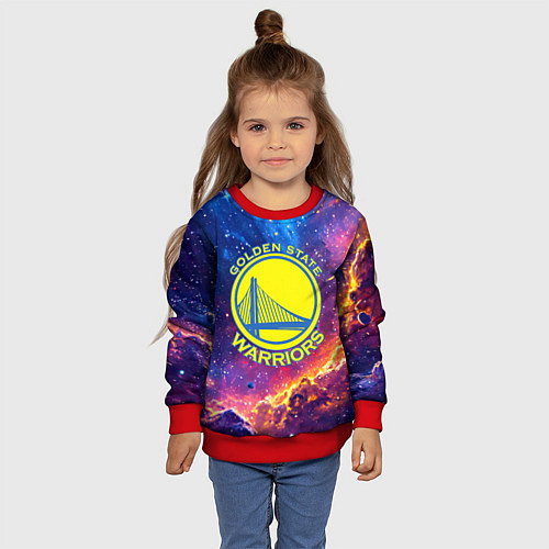Детский свитшот Голден Стэйт Уорриорз в космосе / 3D-Красный – фото 4