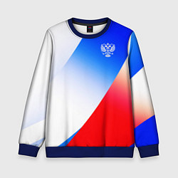 Детский свитшот Герб России на фоне цветов флага градиент