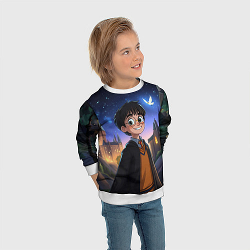 Детский свитшот Счастливый Гарри Поттер / 3D-Белый – фото 3
