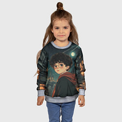 Свитшот детский Гарри Поттер и ночной город, цвет: 3D-меланж — фото 2