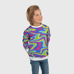 Свитшот детский Разноцветная абстракция волны, цвет: 3D-белый — фото 2