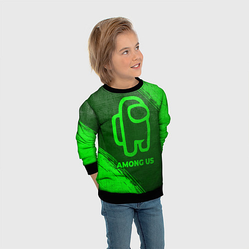 Детский свитшот Among Us - green gradient / 3D-Черный – фото 3